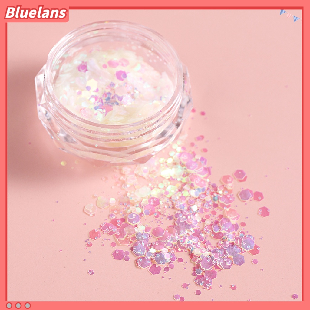 [BLM] 1kotak Hiasan Kuku Warna Cerah Permukaan Mengkilap Plastik Mewah Nail Art Paillettes Sequin Flakes Ornament Perlengkapan Kuku