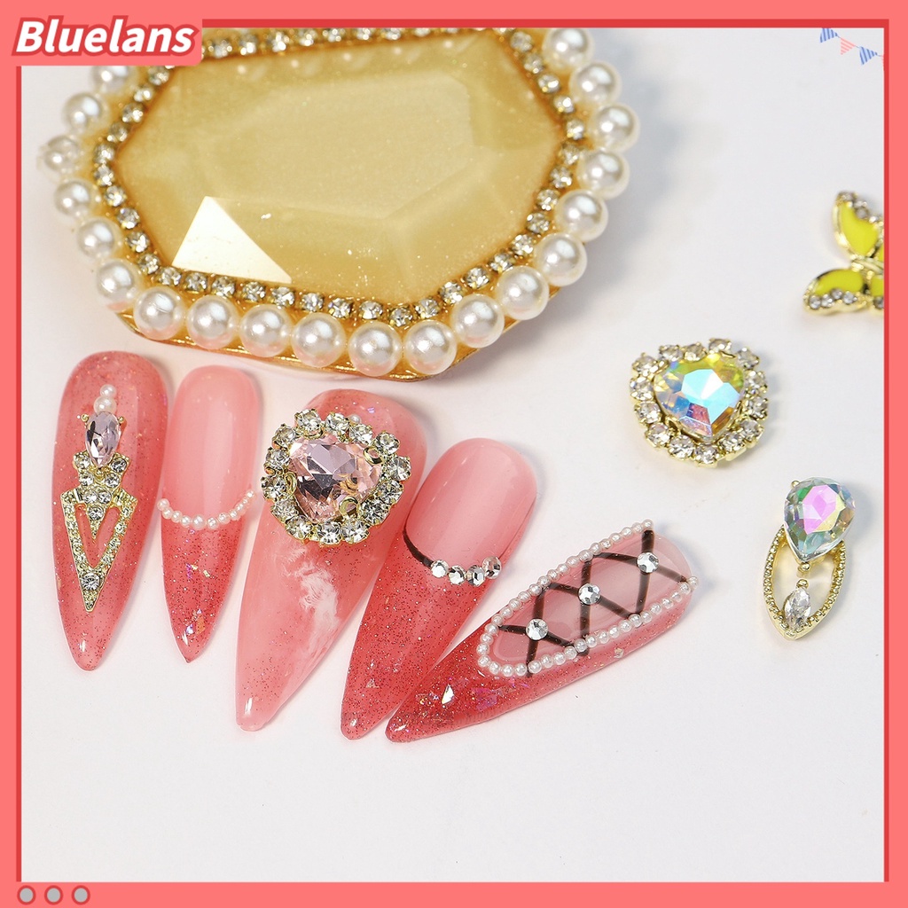 [BLM] 1pak Nail Art Berlian Imitasi Multiguna Efek 3D Shiny DIY Manicure Decoration Love Heart Kristal Rhinestones Decor Untuk Nail Art Belajar