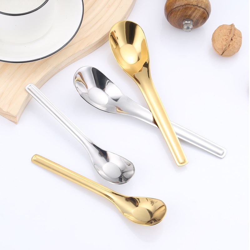 Sendok Sup Nasi Stainless Steel Flat Bottom/Sendok Teh Kopi Serbaguna/Party Dessert Ice Cream Serving Scoop