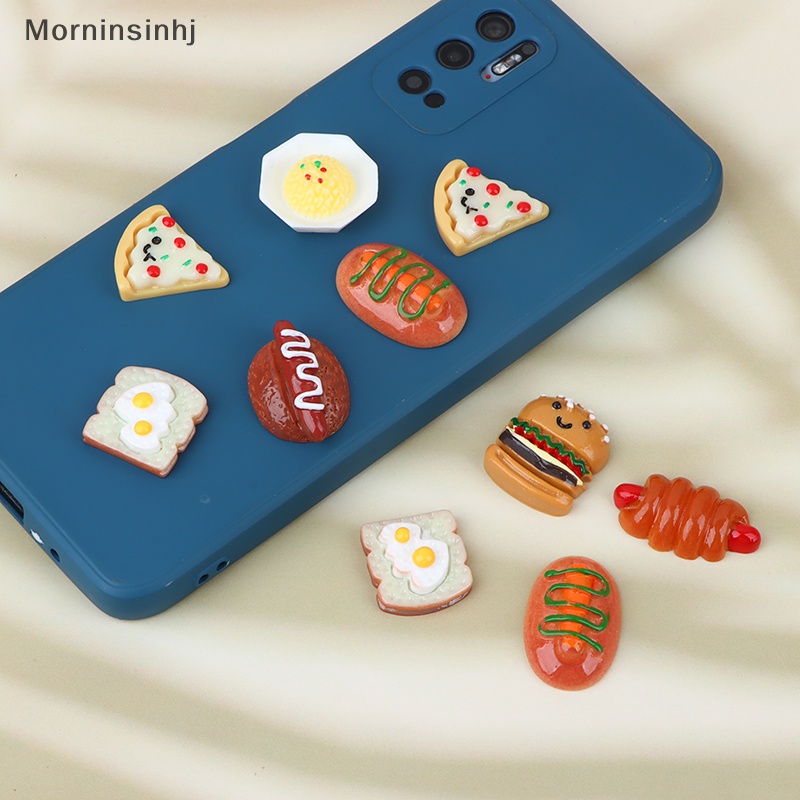 Mornin 10Pcs Hand-ed Resin Imitasi Mini Pizza Hamburger Datar Kembali Miniatur Pola Aplikasi DIY Scrapbook Craft Dekorasi id