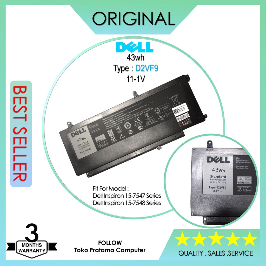 Baterai Dell Inspiron 15 7547 7548 Series Type D2VF9