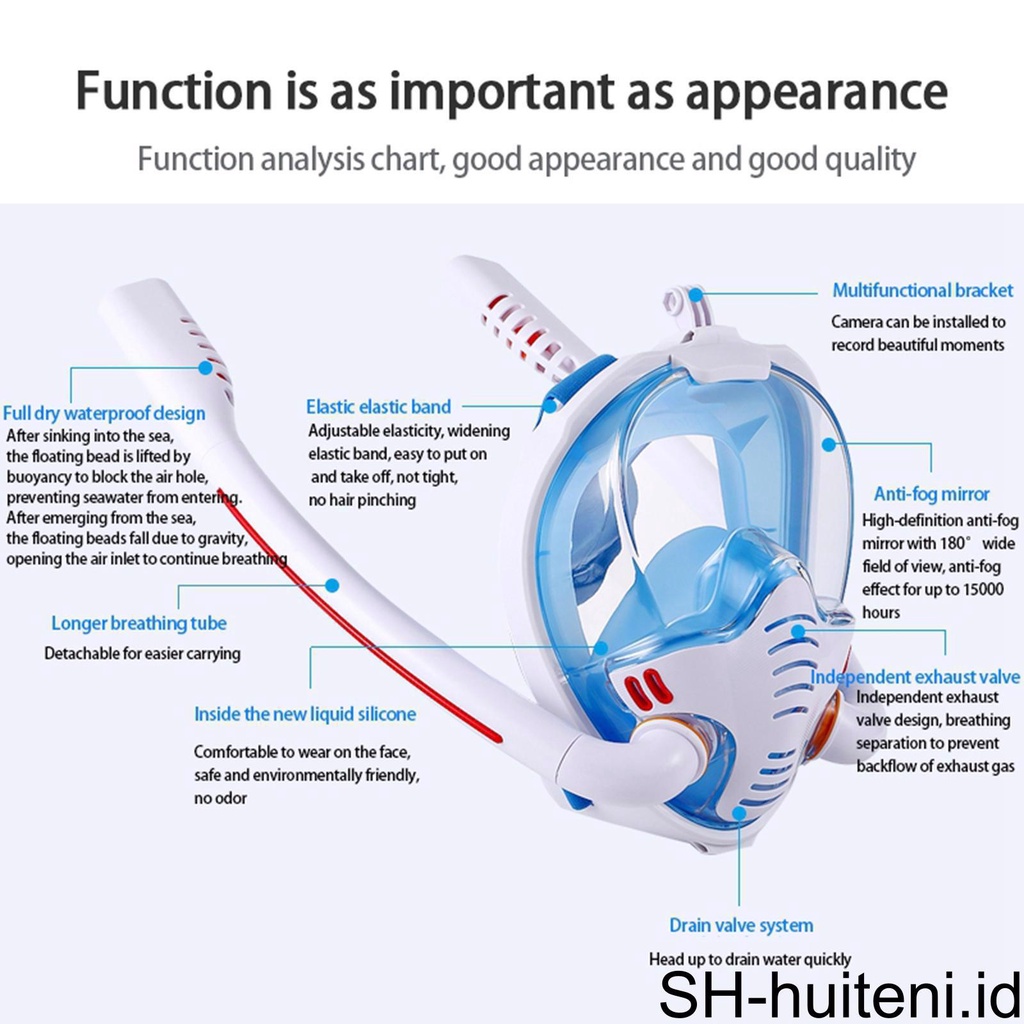 Masker Snorkeling Masker Diving Snorkeling Full Face Dengan 180panoramic