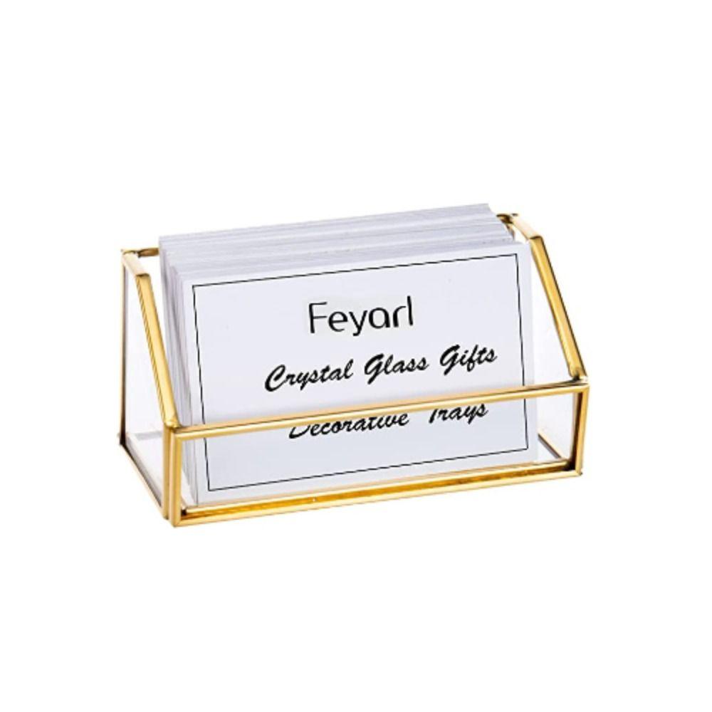 TOP Case Kartu Nama Gold Metal Brass Creative Glass Card Holder