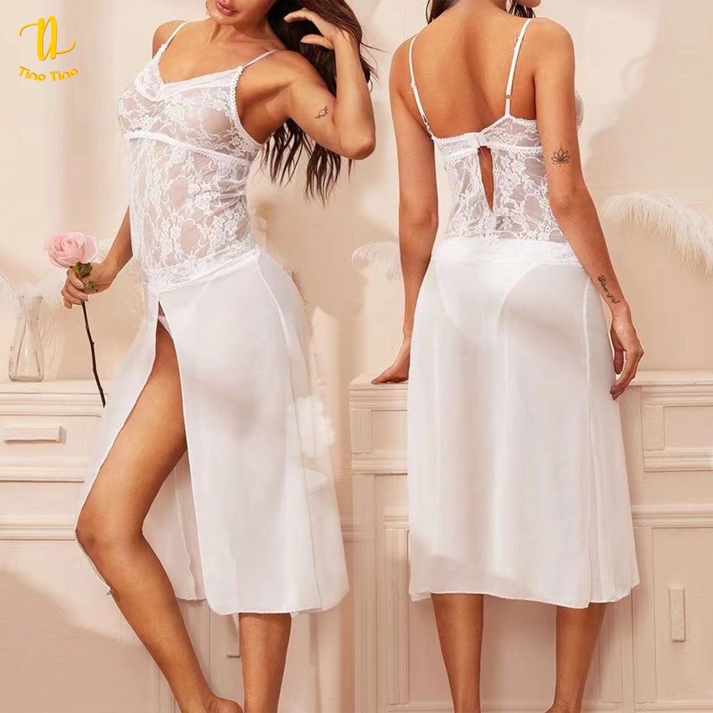 CJSW-LDW TINO TINO LONGDRESS SEXY LINGERIE WITH LACE SET G-STRING/SEXY LINGERIE LONGDRESS  MOTIF BRUKAT