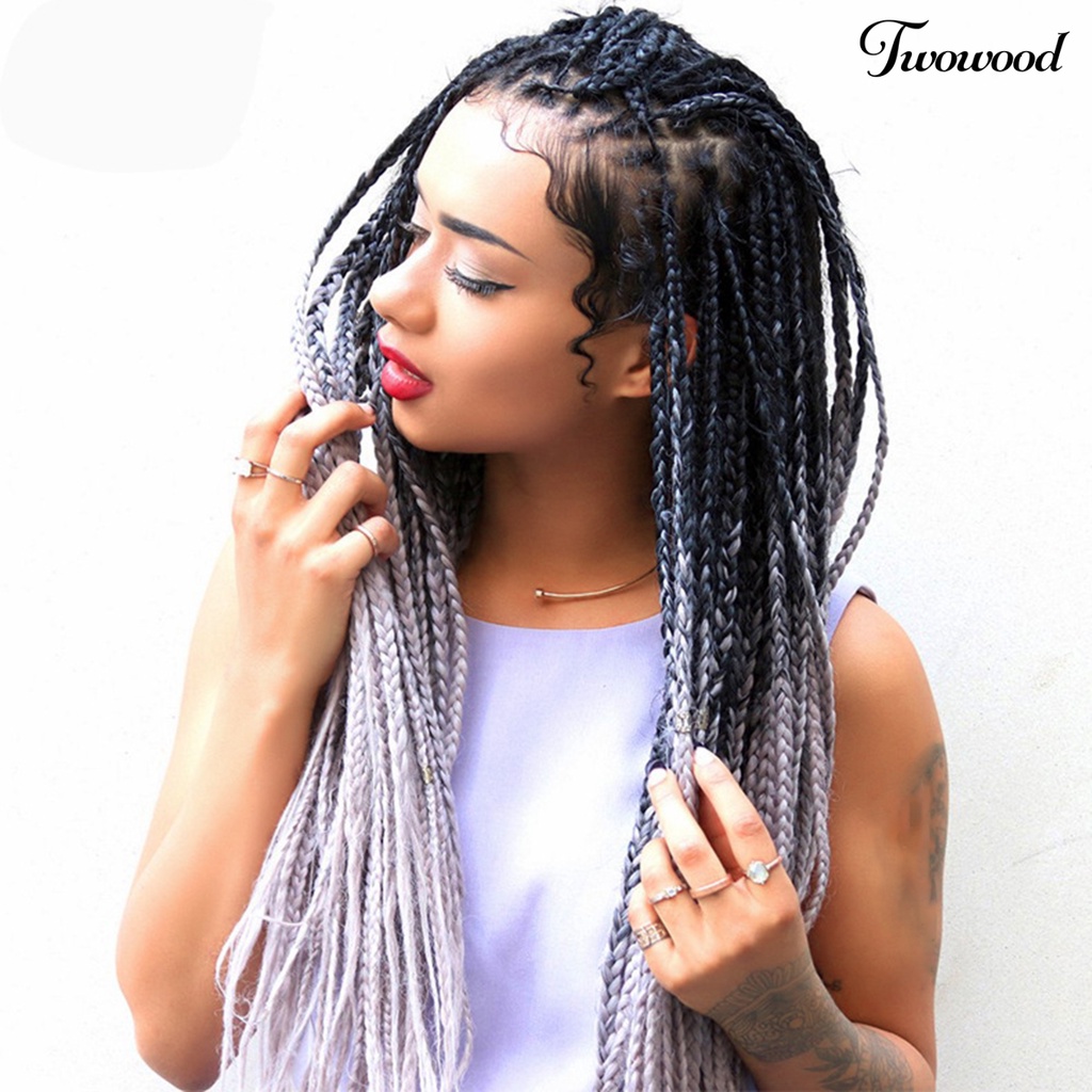 Twowood Wig Gradien Afrika Blackman Kepang Cosplay Perlengkapan Plaited Extension Rambut Imitasi Panjang Untuk Wanita