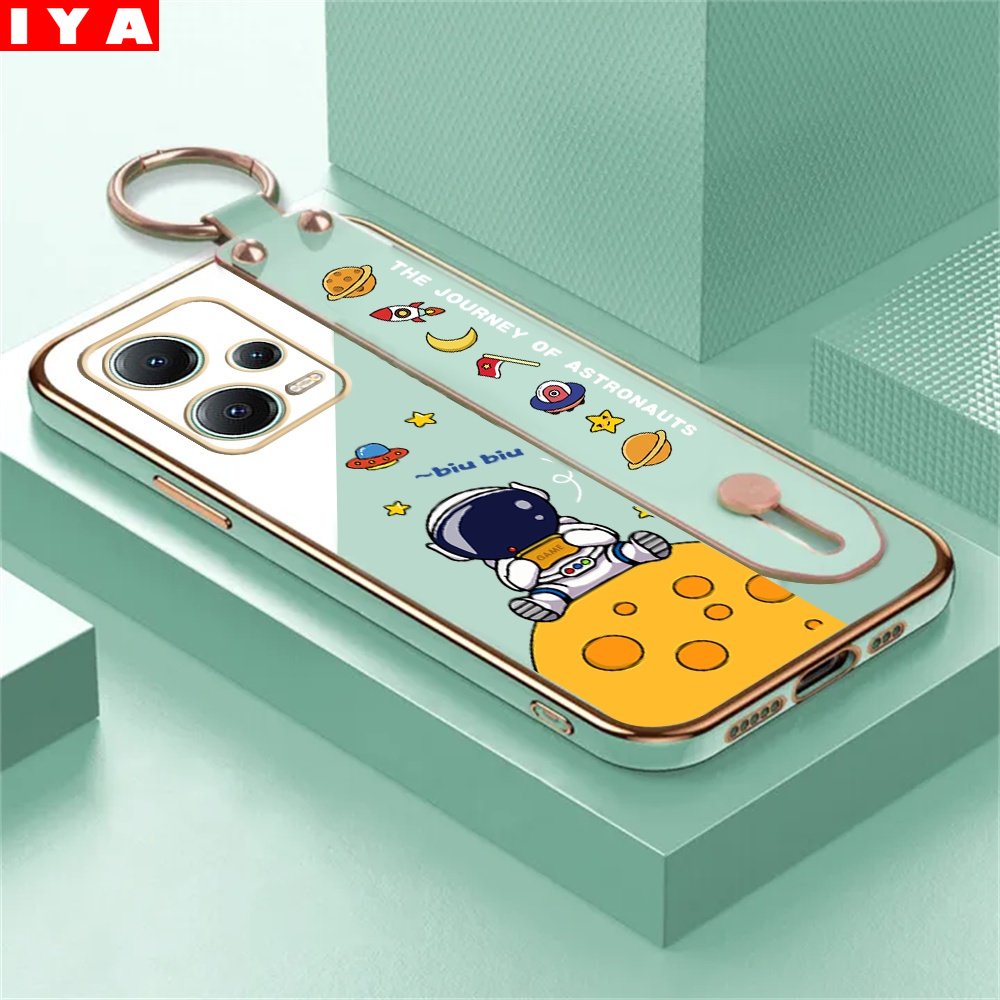 REDMI Casing Astronot Xiaomi Poco X5 5G M4 Pro M3 Pro X3 NFC Redmi10 5G 12C 9T Note9 Note9S Note9 Pro Note8 Note10 5G Stand Holder Lipat Mewah Plating Rubber Soft Cover