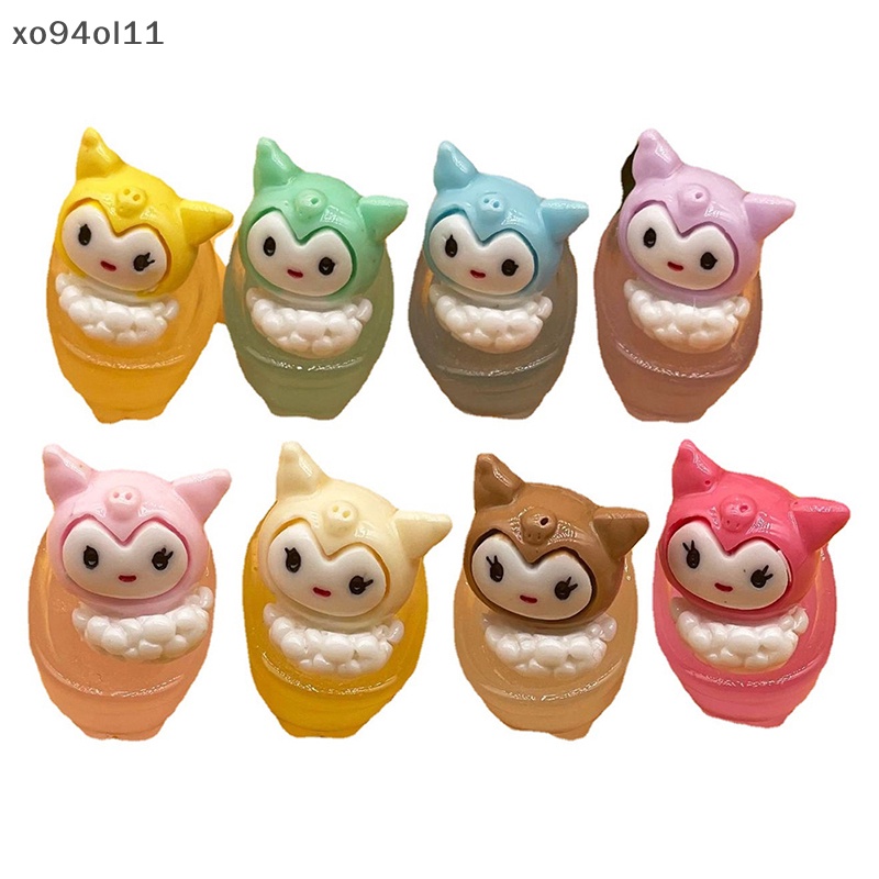 Xo 2Pcs Luminous Bathtub Kuromi Ornamen Mini Warna Kartun Boneka Micro Landscape Dekorasi Rumah Boneka Miniatur Mainan OL