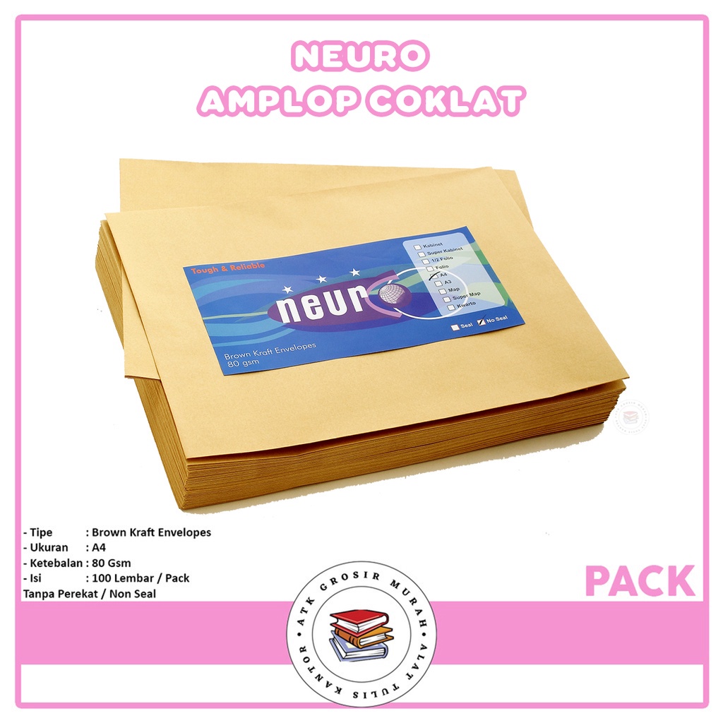 

Neuro - Amplop Coklat Polos Ukuran A4 No Seal - Pack