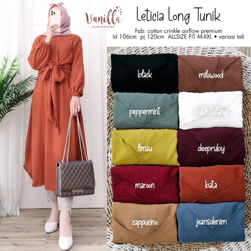 LETICIA LONG TUNIK ORI BY VANILLA | Cotton Crinkle Airflow