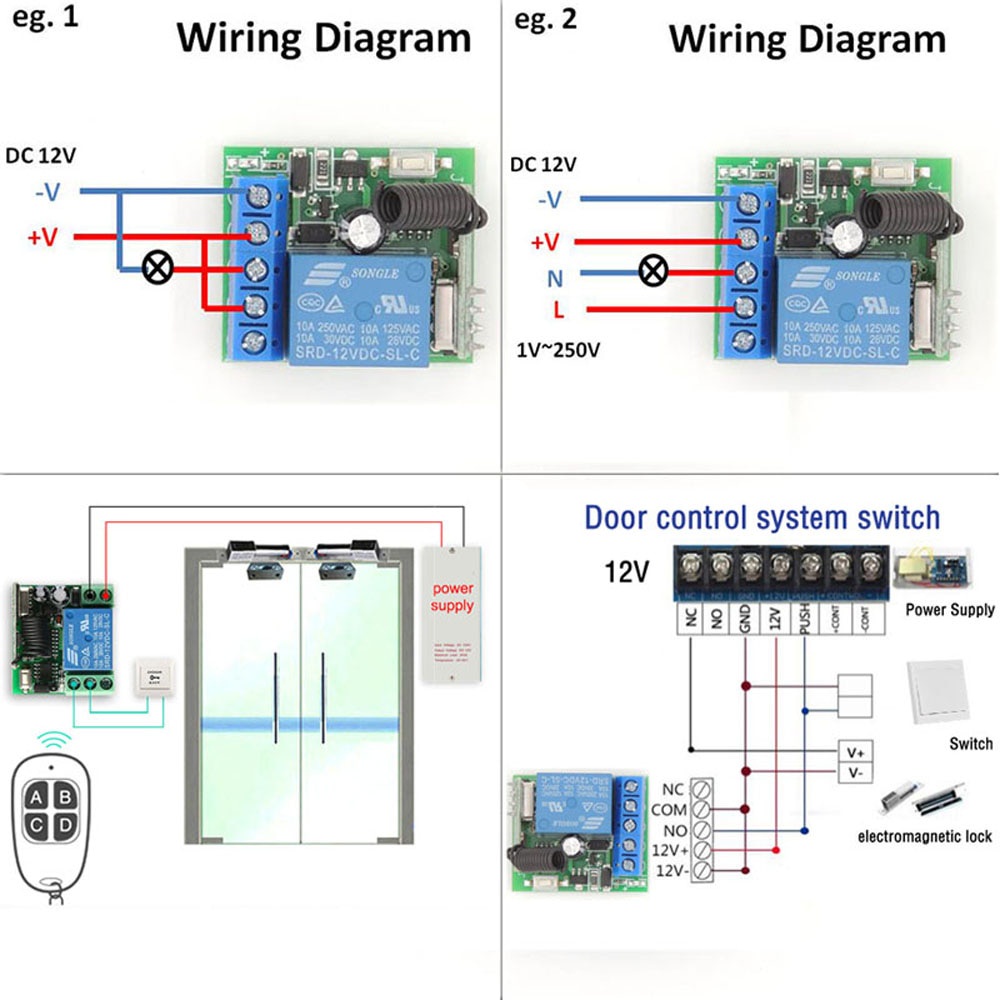 Relay Switch 1CH 12V 433MHz Remote Control Saklar