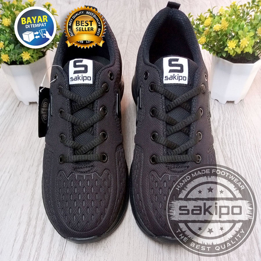 PROMO BTS KEMBALI SEKOLAH !! SEPATU SEKOLAH HITAM POLOS MEREK SAKIPO SD SMP SMA SMK KULIAH / SEPATU BERTALI ANAK SEKOLAH WARNA HITAM  / SEPATU LARI RINGAN DI PAKAI / SEPATU KULIAH / SAKIPO