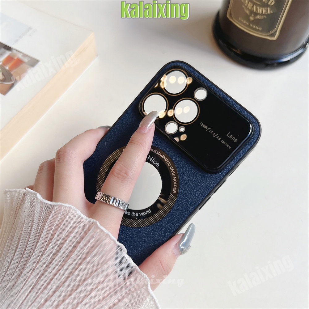 Casing Kulit Jendela Besar Untuk IPhone 14 Pro Max13 12Pro Max 11 Pro Max Dengan Hard Cover Film Lensa HD