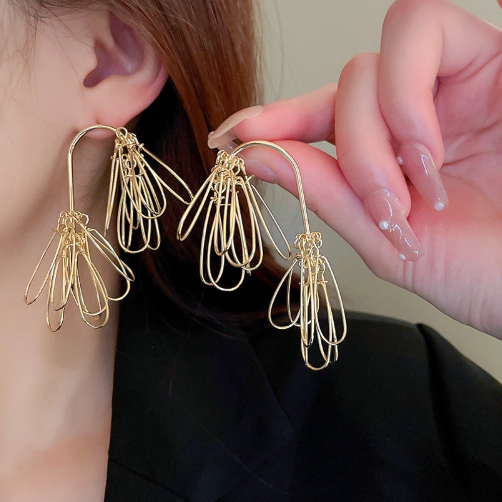 Deartiara Eropa Dan Amerika Niche Double Ended Pine Needle Tassel Earrings, Anting Pribadi Yang Modis Dan Berlebihan