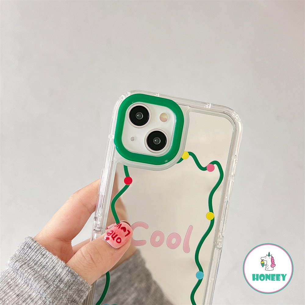 Kaca Rias Invisible Stand Phone Case Untuk iPhone 14 Pro 13 12 Pro Max Case iPhone 11 Pro Max Lensa Hijau Warna-Warni Polkadot Penutup Belakang