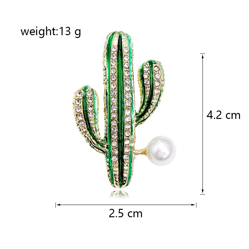 [FRA] Kaktus Bros Kreatif Mode Suasana Bertatahkan Berlian Mutiara Temperamen pin Pakaian Korsase