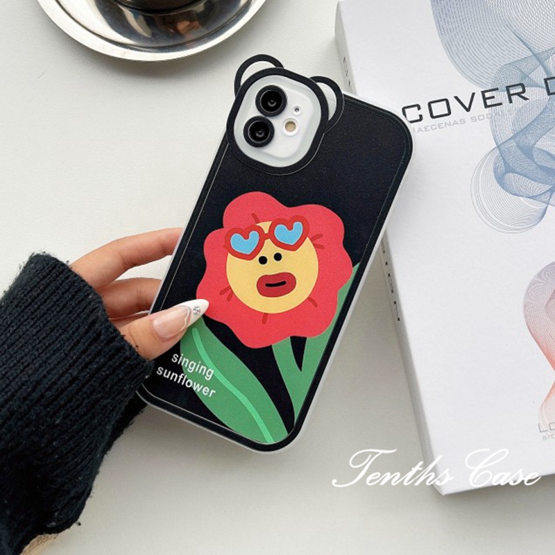 Kompatibel Untuk Iphone14 13 12 11 Pro Max X XR Xs Max8 7 6 6s Plus Se2020Layar Penuh Impish Flower Bear Ear Soft Clear Cover