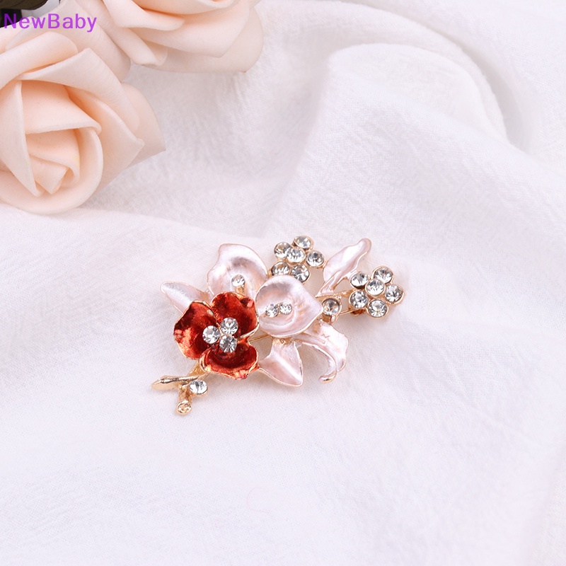 Newbaby Kristal Bunga Bros Kerah Pin Berlian Imitasi Perhiasan Wanita Pernikahan Pin Besar Bros Untuk Wanita Broche Aksesoris Pakaian ID
