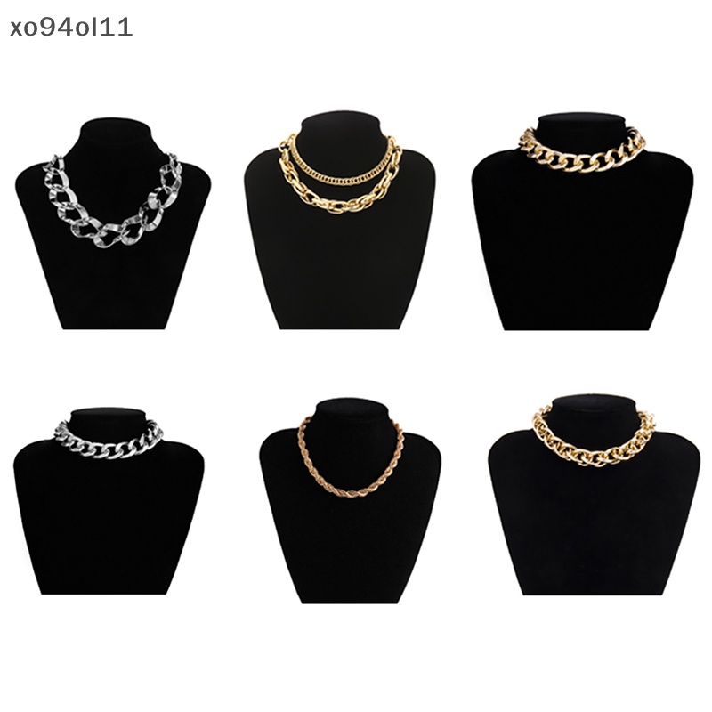 Xo Kalung Choker Punk Hip Hop Untuk Wanita Statement Gothic Cuban Chunky Necklace OL