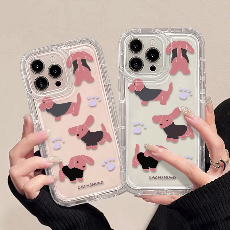 IPHONE Casing Ponsel Lembut Anjing Lucu Kompatibel Untuk Iphone14 13 11 12 Pro XS Max X Xr7 +8 Plus Casing TPU Silikon Shockproof Cover