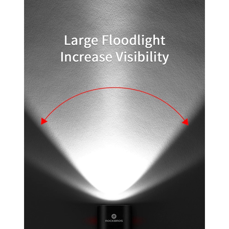 AKN88 - ROCKBROS RHL400 Bicycle Light Rechargeable 2000 mAH Rainproof IPX6