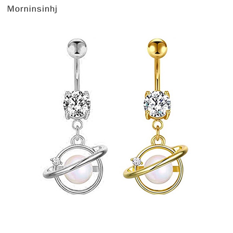 Mornin Cincin Pusar Planet Stainless Steel Terang Bulan Bintang Pusar Menjuntai Belly Button Rings Untuk Wanita Perhiasan Tubuh id