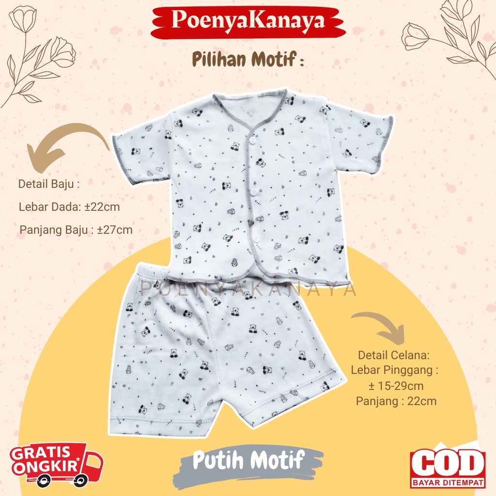 Setelan Baju Bayi Piyama Bayi Pendek Kancing PANDA 0-3 Bulan STL23