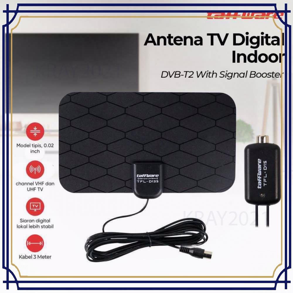 Antena TV Digital DVB-T2 4K 25 dB Grid Pattern with Amplifier TV979