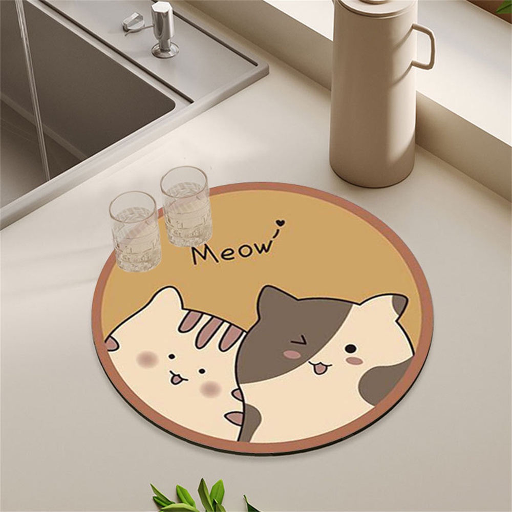 ღ Kartun Tikar Insulasi Panas Cute Diatom Lumpur Coaster Tikar Meja Makan Anti Panas Ins Alat Peraga Berpose Sederhana Anti-slip Alas Mouse Aksesoris Dapur