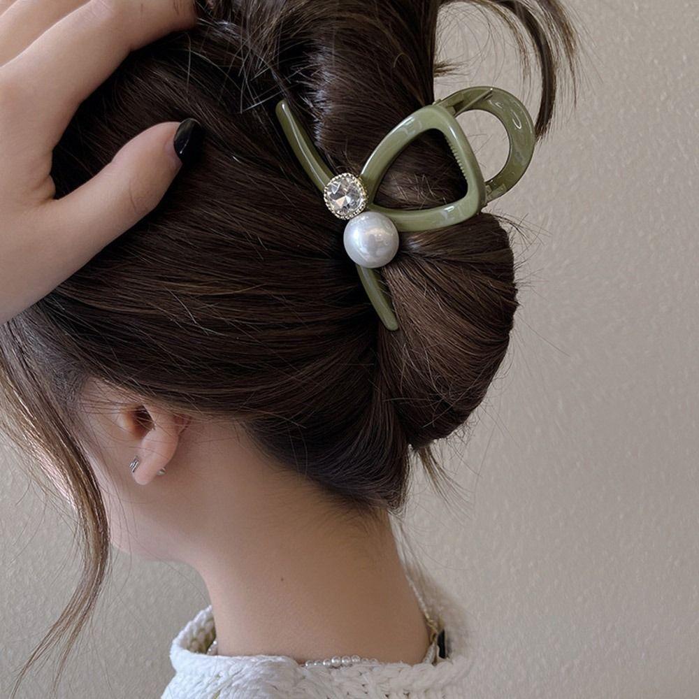 Needway Cross Hair Claw Ponytail Holder Hiasan Kepala Elegan Manis Klip Hiu Berlian Untuk Anak Perempuan
