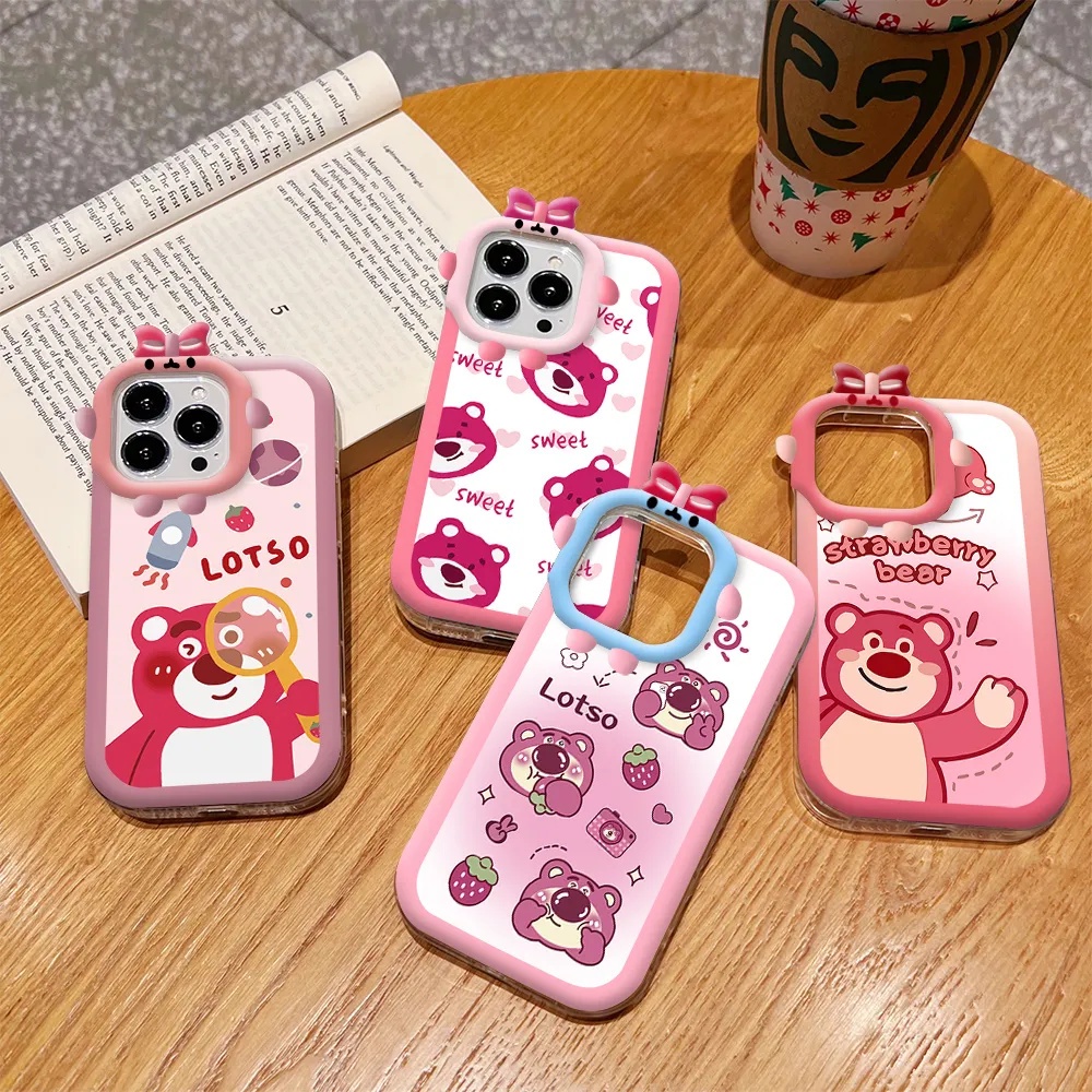 Case Beruang Strawberry Redmi Note12 4G Note 12 Pro Poco C40 Note 11 Pro Note 11S 10C 10A 10 9 9C 9A 9T 9 Note10 5G 10s Note9 Note8 Poco X3 NFC M3 Cute Manyo Phone Case Cover