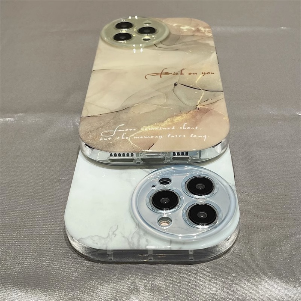 Casing Ponsel Lensa Bulat Marmer Mewah Untuk iPhone 14 Pro Max13 12 Pro Case iPhone 11 Pro Max Silikon Lembut Pelindung Penutup Belakang