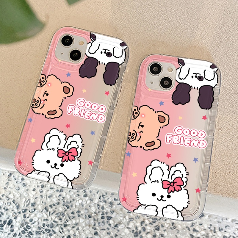 IPHONE Casing Kelinci Anjing Lucu Kompatibel Untuk Iphone7Plus8Plus6Plus11 14 13 12 Pro MAX XR X XS MAX SE Airbag Shockproof Cover