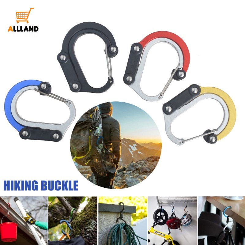 Pendaki Luar Ruangan Carabiner Bahan Aluminium Alloy/ Kait Hiking Gunung Bentuk D/ Sambungan Tali Tenda Tahan Lama Memperbaiki Gesper