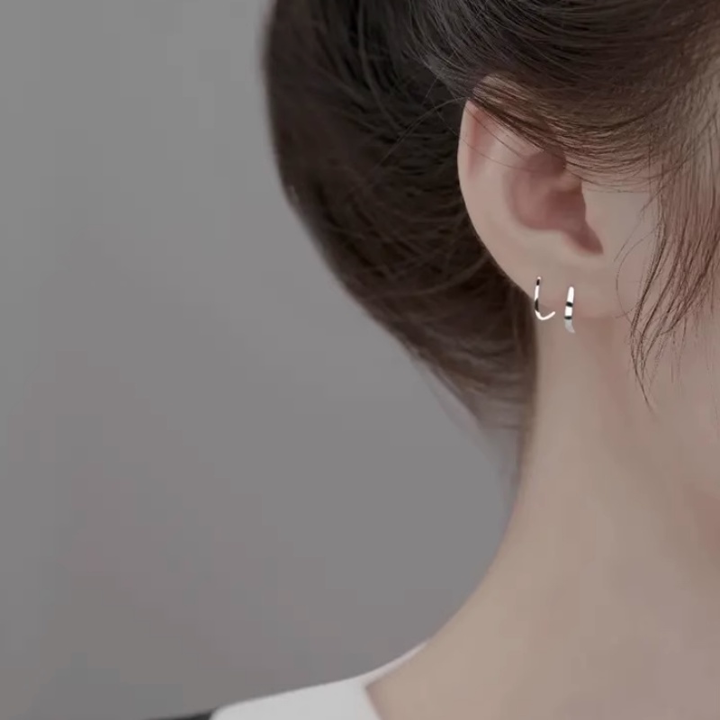 Papaozhu Mode Sederhana S925 Perak Sprial Musim Semi Stud Anting-Anting Untuk Wanita Perempuan Minimalis Memutar Garis Geometris Tindik Anting-Anting Hypoallergenic Telinga Perhiasan Aksesoris