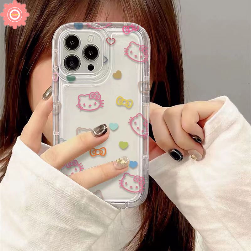 Untuk Realme C25 C20 C55 C25s C30S C33 C21Y C25Y C15 C11 C30 C12 C35 5i 9i 5s 6i 7i 5c17 C3 C1 C2 Kartun Hello Kitty Doodle Ekspresi Lucu Shockproof Airbag Soft Case