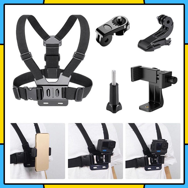 5PCS/Set CHEST STRAP Mount Smartphone GoPro Hero Action Cam Tali Strap Dudukan Dada Youtuber Vlog HP