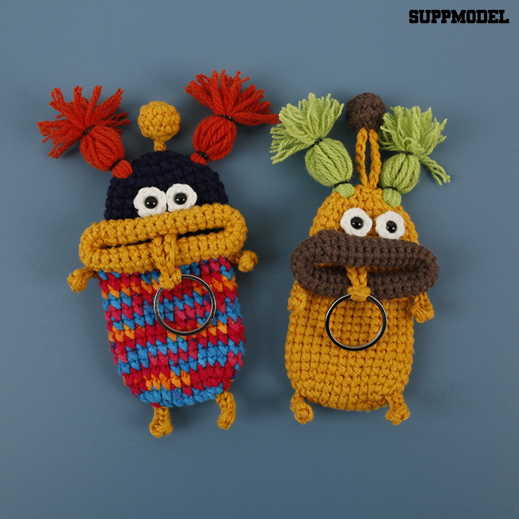 [SM] Key Case Kartun Sosis Mulut Besar Rajut Crochet Storage Handmade Crochet Key Cover Case Produk Rumah Tangga