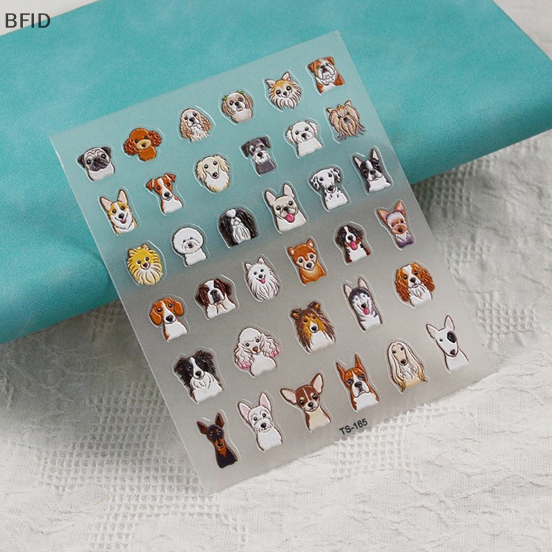 [BFID] Stiker Nail Art 5D Timbul, Stiker Kuku Anjing Puppy Untuk Pecinta Anjing &amp; Kucing [ID]