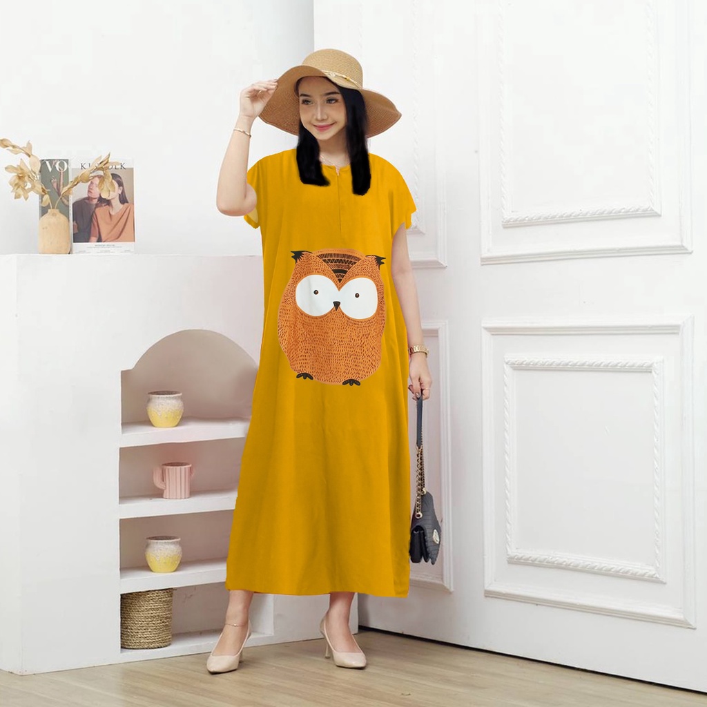 Dress Daster Owl Bahan Rayon Halus LD120 Busui Friendly - Kun Collection