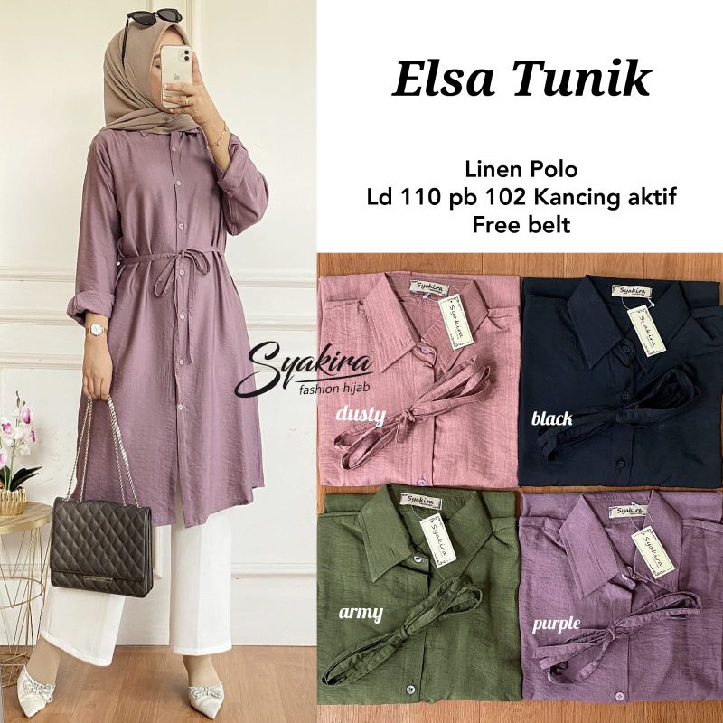 ELSA TUNIK free belt ORI SYAKIRA | Ld11p Linen Polo