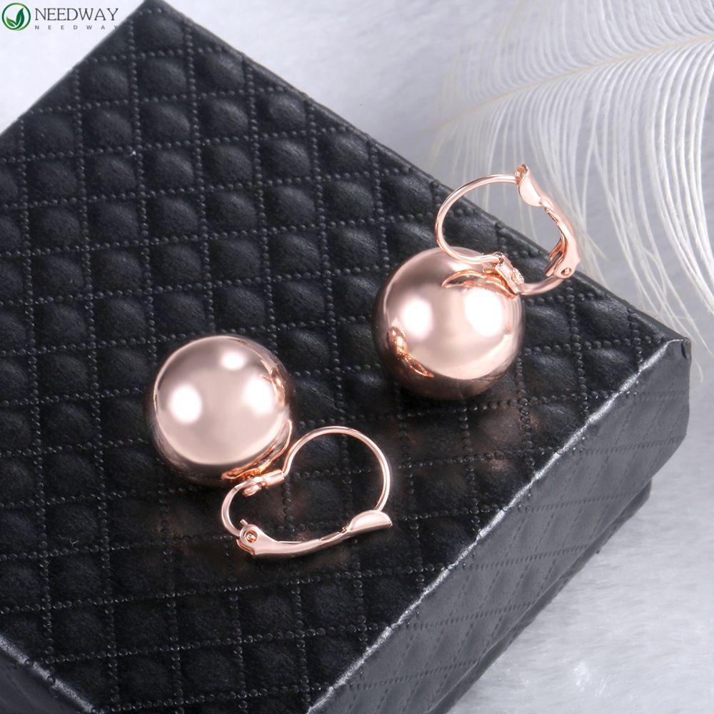 Needway Anting Aksesori Hadiah Wanita Anting Hoop Besar Bulat Bola Drop Earrings