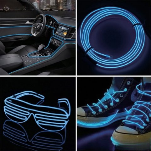 Lampu Hias Neon Car Interior Ambient EL Light Battery 3V 3M BURNHILDA