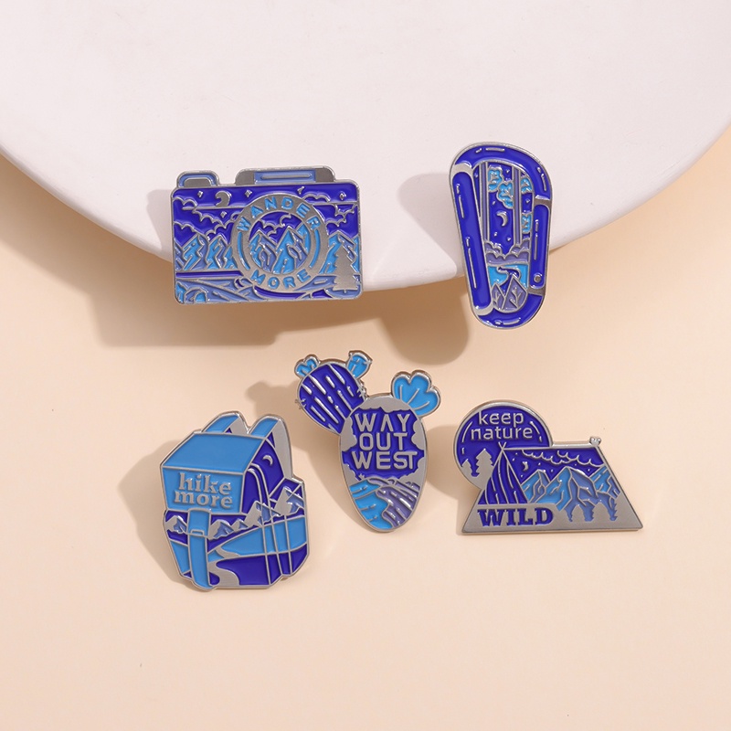 Keep Nature Enamel Liar Pin Bros Kreatif Gunung Kaktus Kamera Bros Kerah Lencana Perjalanan Luar Ruangan Perhiasan Hadiah