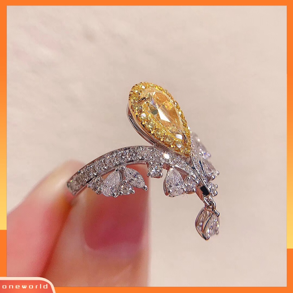 [ONR] Berlian Karbon Tinggi Impor Di Mahkota love crown rings Mewah Dan Briliant Seiko Berlian Kuning Cincin Mulut Hidup