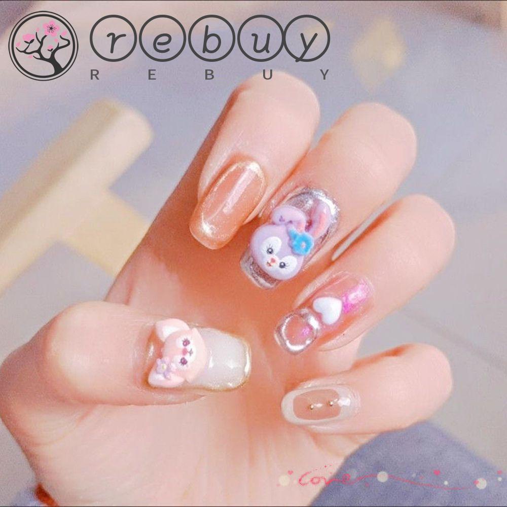 Rebuy Nails Art Dekorasi Kawaii 20pcs Bunga Hewan Kelinci Bintang Delu Kristal DIY Manicure Aksesoris