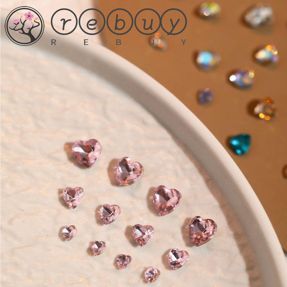 Rebuy Nails Charms Shiny Crystal Nail Kecantikan Manicure Aksesoris Menunjuk Bawah DIY Bahan Kuku Nail Art Berlian Imitasi