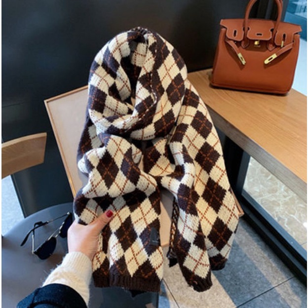 IMPORT ARGYLLE WINTER LONG SCARF SHAWL WOOL CASHMERE SELENDANG PASHMINA SYAL RAJUT WOL WANITA MUSIM DINGIN
