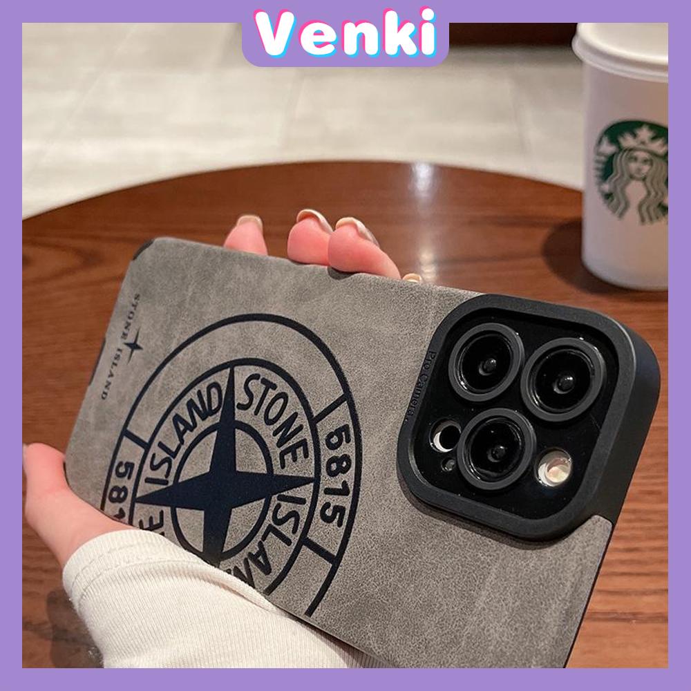 VENKI - Untuk iPhone 11 Case Leather Pupil Suede Case Soft Shockproof Phone Case Camera Protection Simple Stone Island Kompatibel dengan iPhone 14 13 Pro max 12 Pro max xr xs 7 8Plus