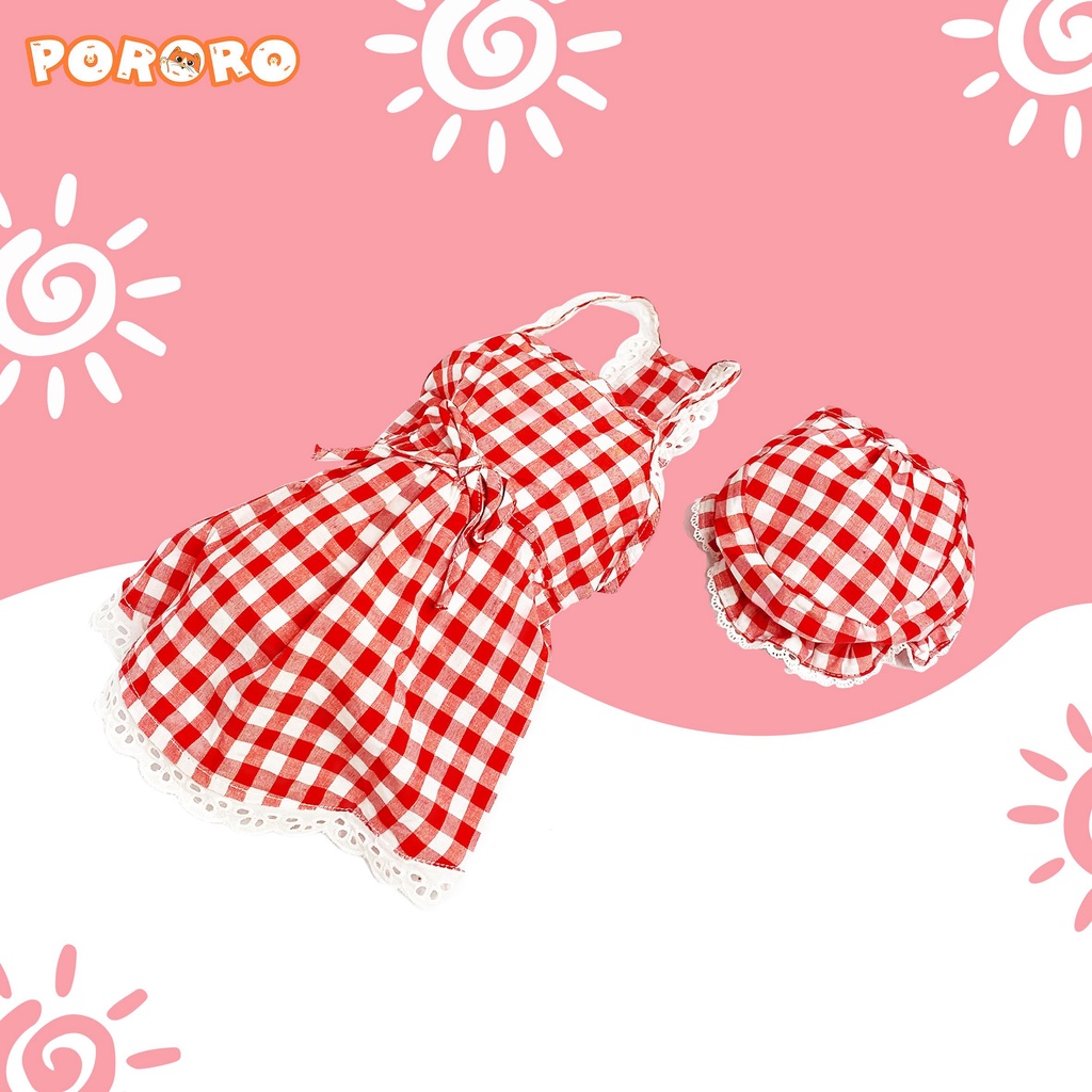 PORORO - Baju Kucing - Dress Kotak Bergaris