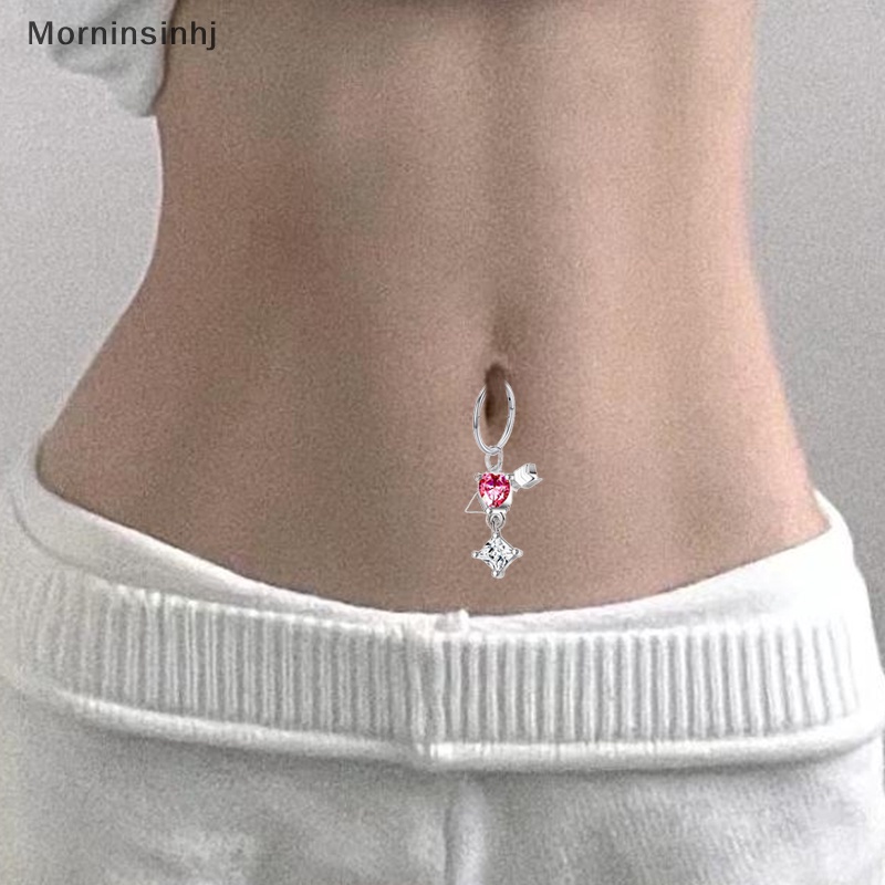 Mornin Fashion Shiny Zircon Hias Kupu-Kupu Liontin Pusar Cincin Stainless Steel Belly Button Ring Indah Pusar Tubuh Fashion Perhiasan id